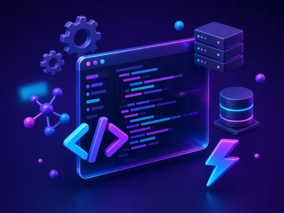 Code editor with brackets, server and database icons, for website development in Tirupur Tiruppur